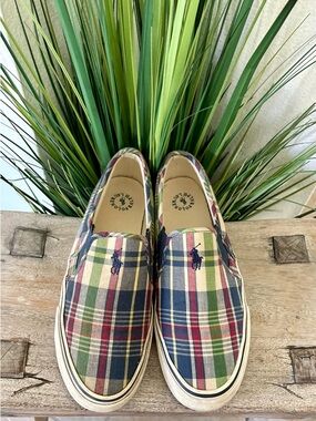 Polo Ralph Lauren Malken Madras Slip On Sneakers